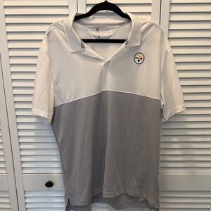 NFL Steelers White and Gray Polo Shirt